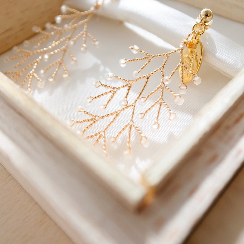 Aoshigure (small) – Matte Type　wire accessory - 耳環/耳夾/耳骨夾 - 其他金屬 白色
