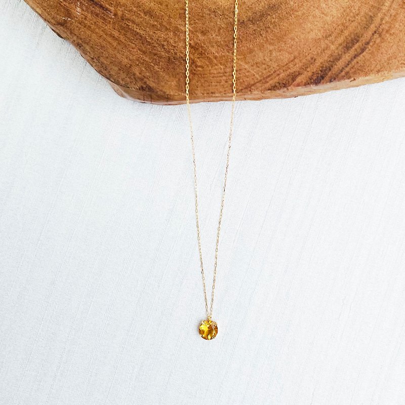 鎖骨間奢華 黃水晶 黃18K金項鍊 輕珠寶飾品 - 項鍊 - 水晶 黃色