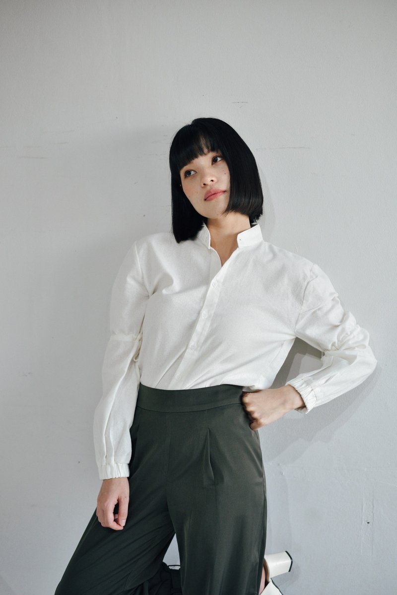 LILY WHITE SHIRT - 女襯衫 - 棉．麻 白色