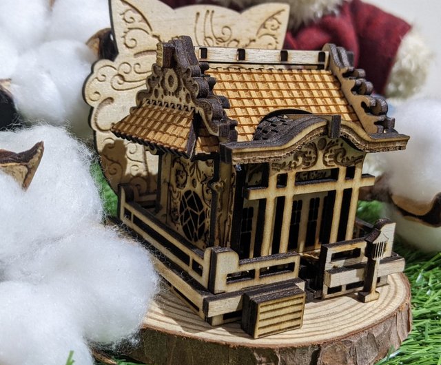 日本の神社手作りモデルミニ建築彫刻ディスプレイモデルミニチュア神社 - ショップ ムシャンスタジオ 木工/竹細工/ペーパークラフト - Pinkoi