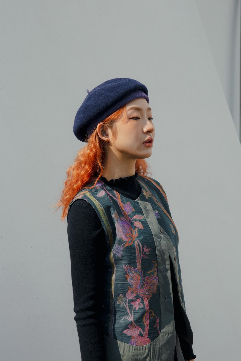 folk style vest - 背心/無袖上衣 - 棉．麻 綠色