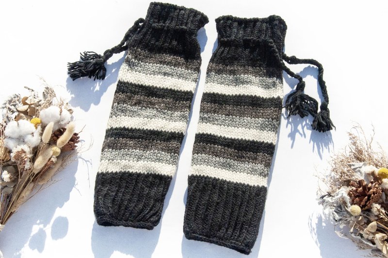 手織純羊毛針織襪套/編織羊毛襪套/內刷毛襪套/保暖襪套-西班牙風 - 襪 - 羊毛 黑色