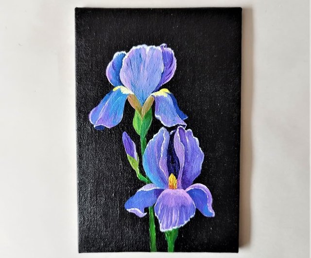 小さな壁の装飾 ワイルドフラワーアクリル画 アイリス画アクリル画