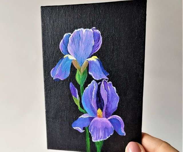小さな壁の装飾 ワイルドフラワーアクリル画 アイリス画アクリル画