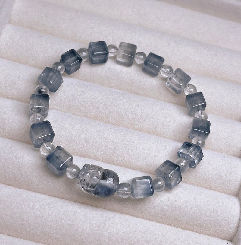 Stone-Angel Color Blue Rabbit Fur Pixiu Square Bracelet - Bracelets - Crystal 