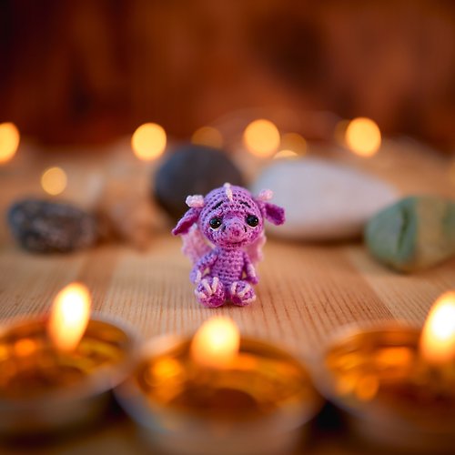 minikrohi Tiny dragon, little amigurumi toy, crocheted dragon.