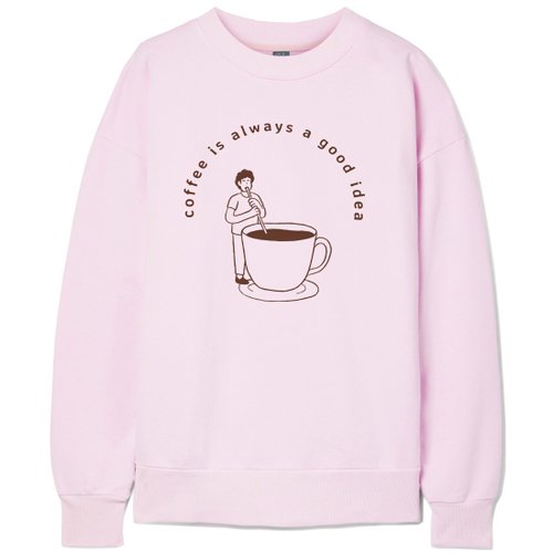 hipster coffee good idea 中性大學T 刷毛 淺粉 秋冬禮物快速咖啡瘋設祭