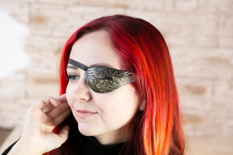 Leather Eye Patch | Custom Eye Patch | Woman Eye Patch | Eye Patch | Eye Mask - ผ้าปิดตา - หนังแท้ 