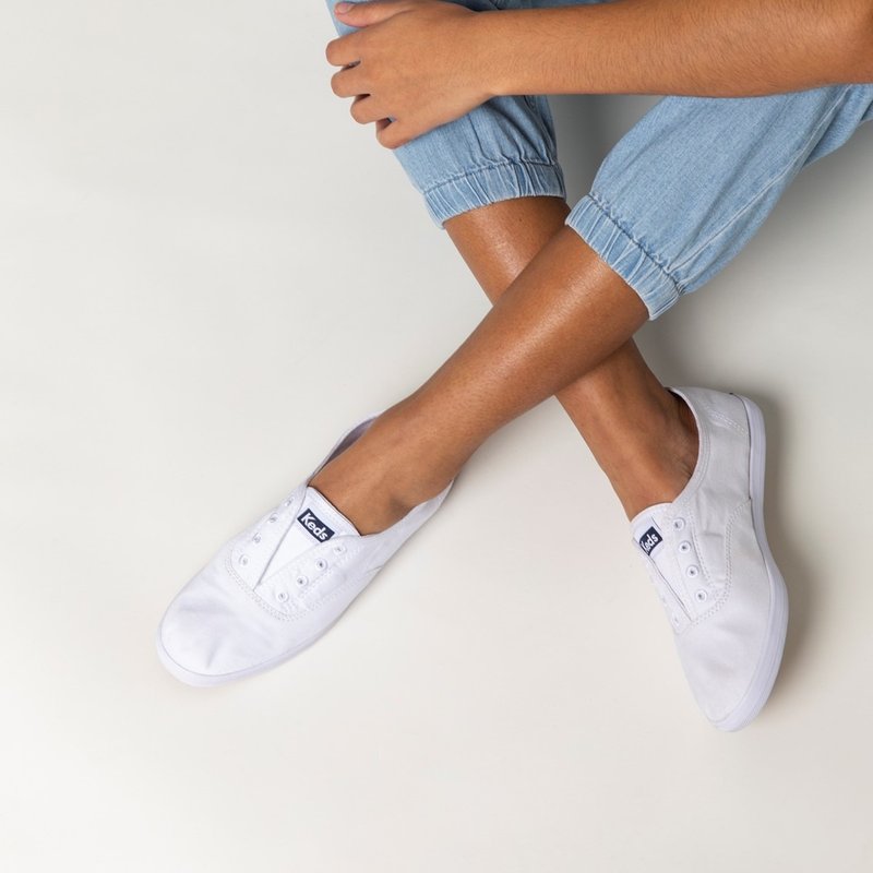 [Opening Celebration] KEDS CHILLAX classic washed twill casual white shoes 9191W130032 - รองเท้าลำลองผู้หญิง - วัสดุอื่นๆ 