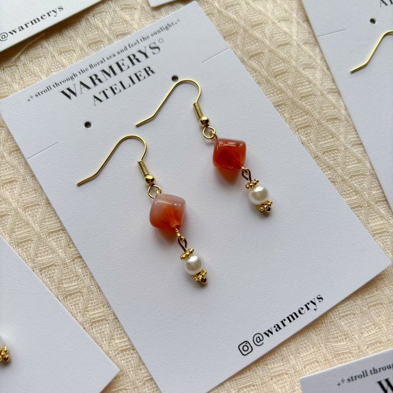 apricot cider earrings • 耳環 • 可轉耳夾 - 耳環/耳夾/耳骨夾 - 其他材質 橘色