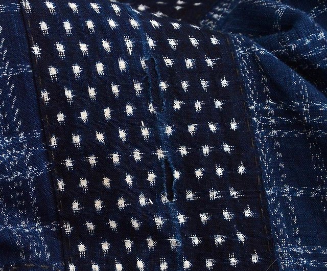 絣 着物 藍染 襤褸 クレイジーパターン 木綿 ジャパンヴィンテージ