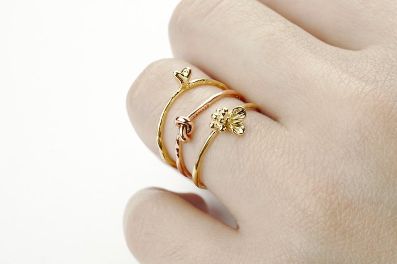 18K gold & Silver classic small line ring - แหวนทั่วไป - เครื่องประดับ สีทอง