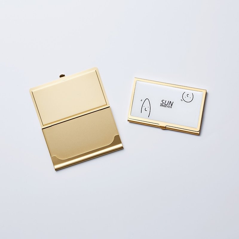 【客製玩創意】名片盒/名片夾(金) - 卡片座/卡片架 - 鋁合金 卡其色