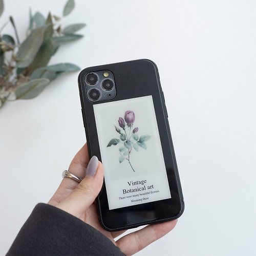 kamome-studio 多機種対応 スマホケース ガラス 【 Vintage flower 】 ヴィンテージ 花 バラ iPhone Xperia android JI58U