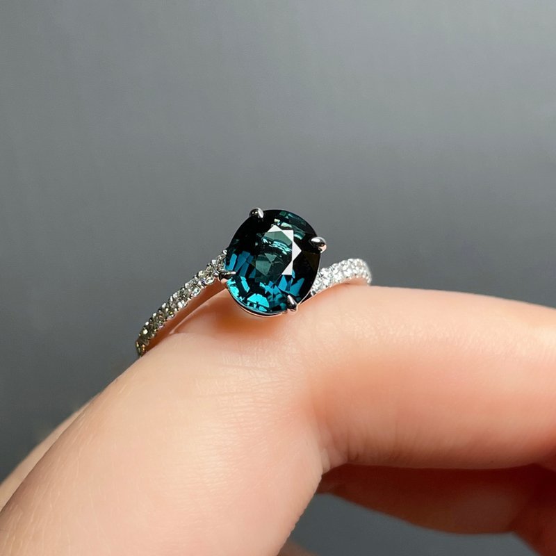 The Mono - 天然海藍色碧璽(1.87ct) 18k白金鑽戒 - 戒指 - 貴金屬 銀色
