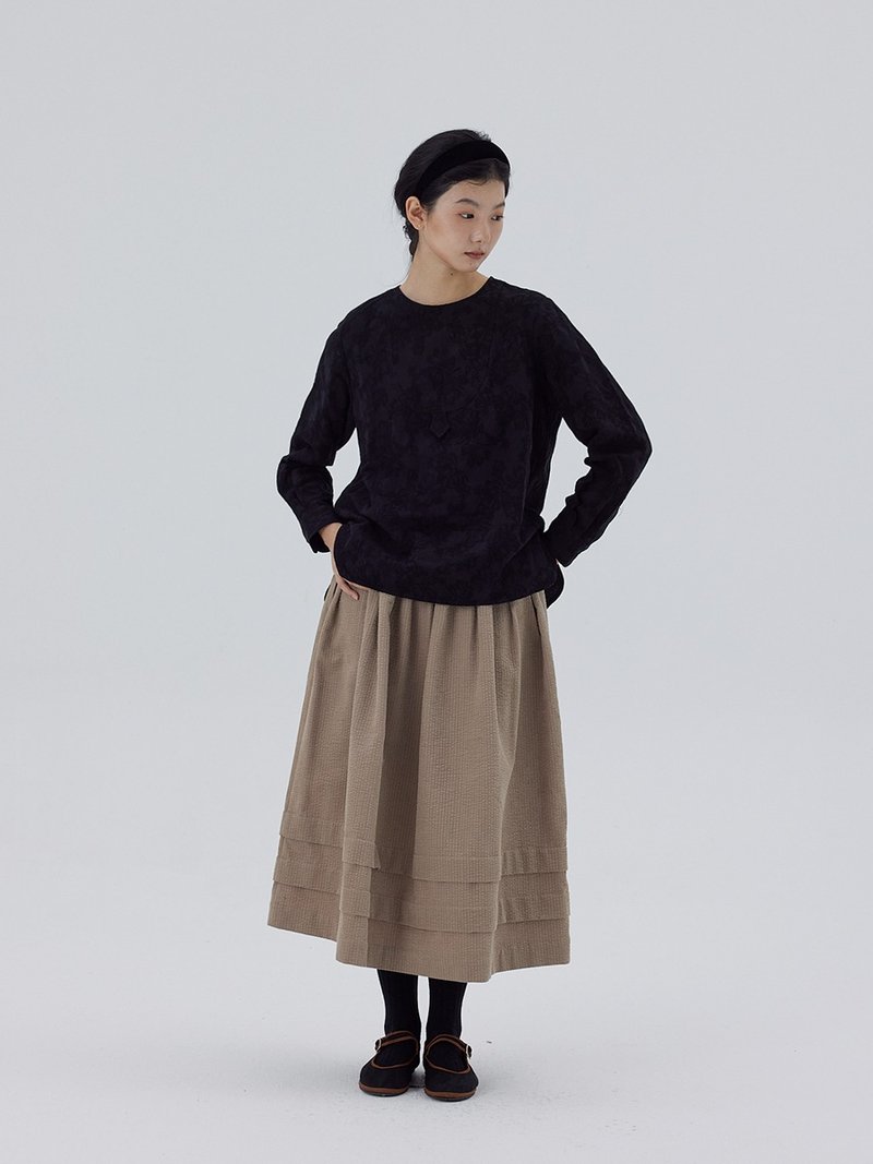 Autumn and winter oatmeal corduroy elastic waist skirt - One Piece Dresses - Cotton & Hemp Multicolor