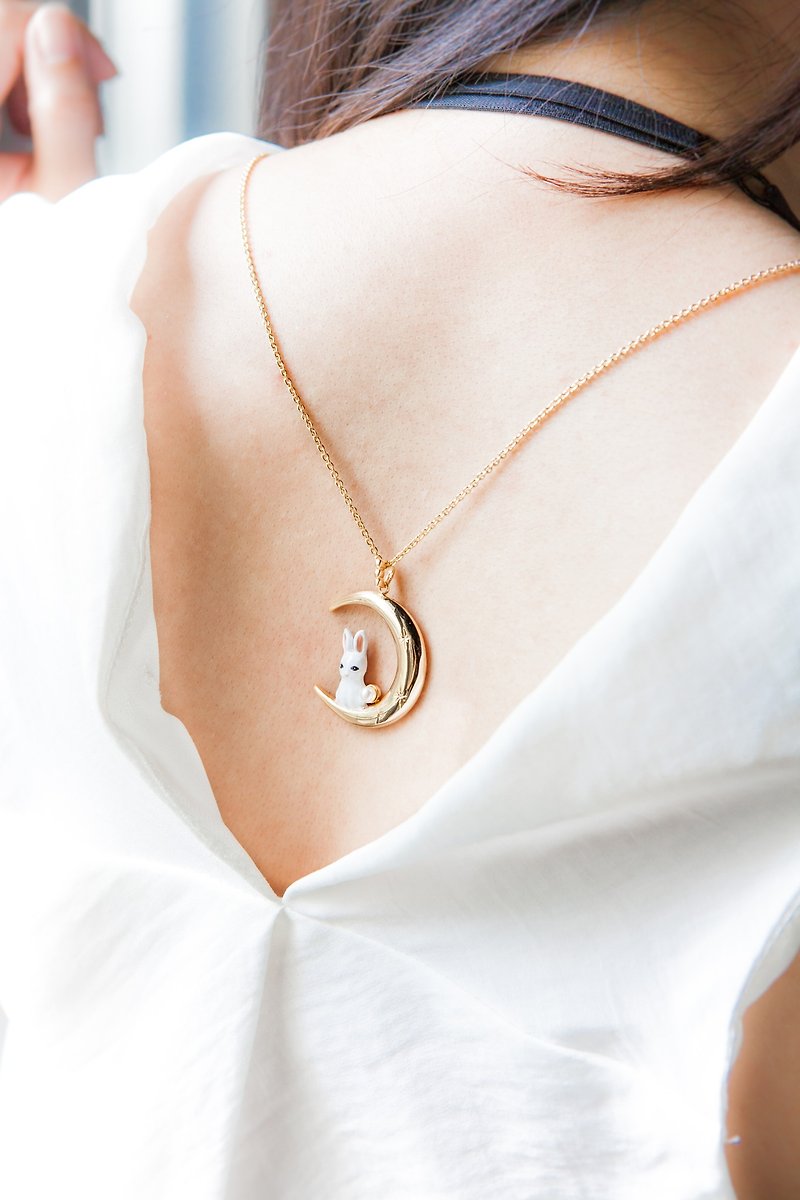 Rabbit Moon Necklace - Necklaces - Enamel 