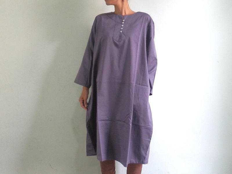 Cocoon One Piece / Gray Purple / Cotton Satin - One Piece Dresses - Other Materials 