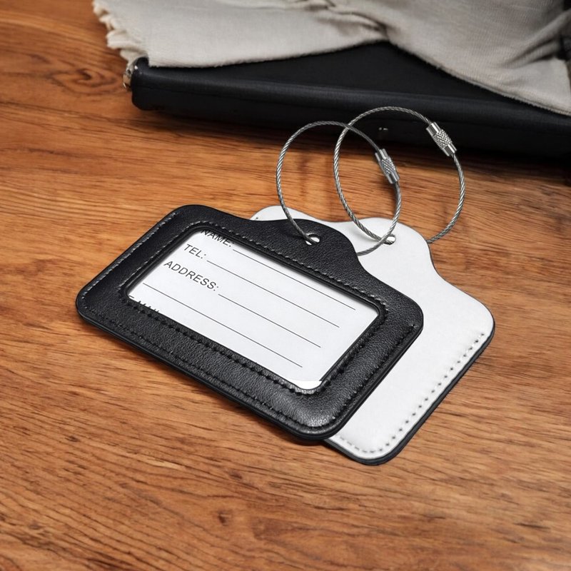 [Customized product] Leather ID holder (horizontal style) - ID & Badge Holders - Polyester Black