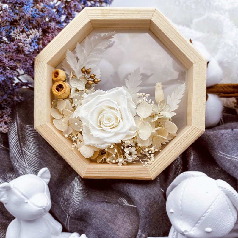 白色世界 繡花框 永生花設計 立體綉花 相框 - 擺飾/家飾品 - 植物．花 