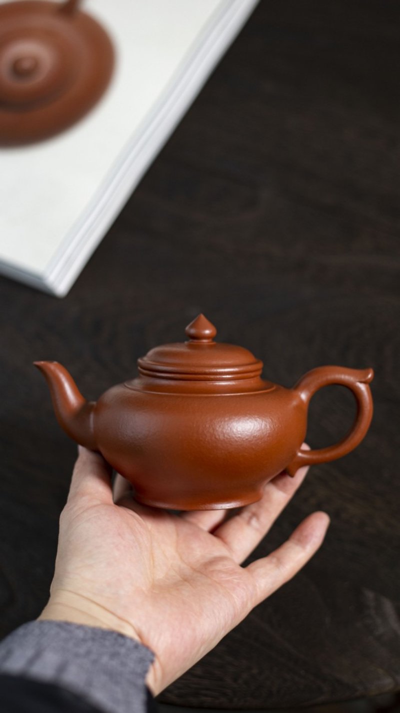 送禮紫砂壺茶壺笑樱 全手工 300cc 双层盖 经典款 器型正宗 30目 - 茶壺/茶杯/茶具 - 陶 灰色