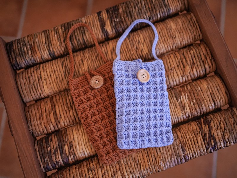 手作-編織-手機袋 短提袋型 - 手提包/手提袋 - 棉．麻 