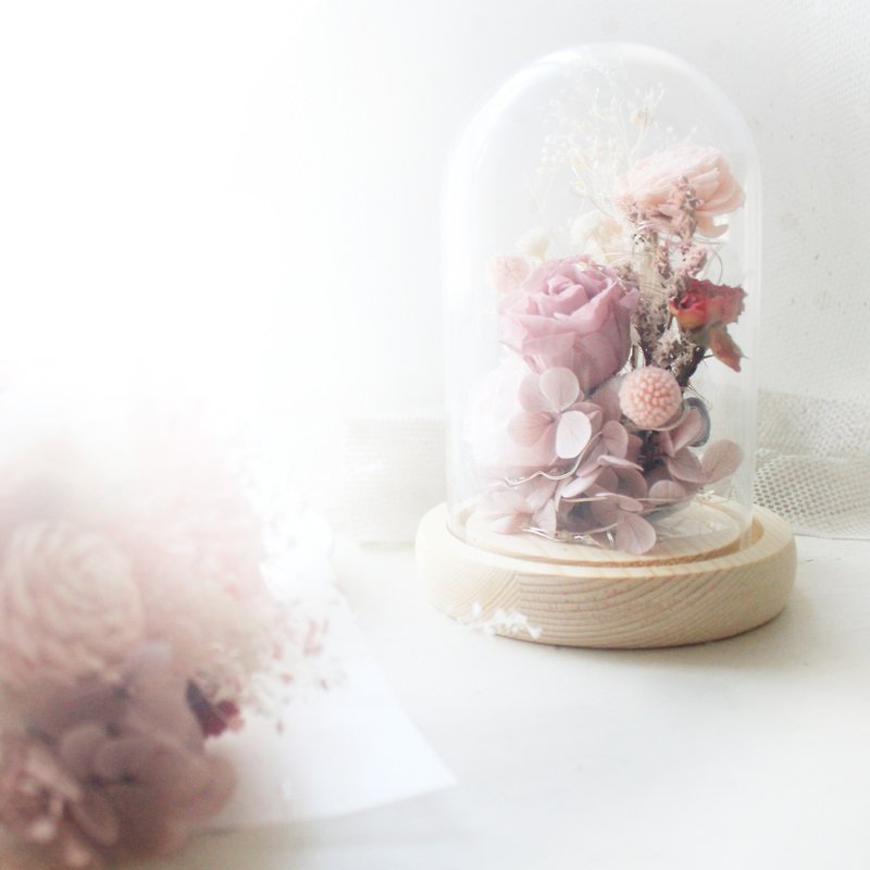 Morning gleam・Kojima Forest Immortal Rose Glass Cup - ช่อดอกไม้แห้ง - พืช/ดอกไม้ สึชมพู