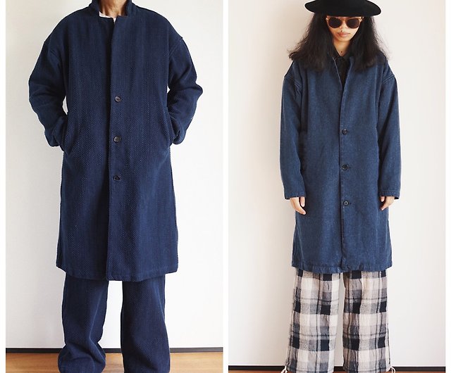 Heavy plant blue dyed indigo kendo clothing fabric for men and
