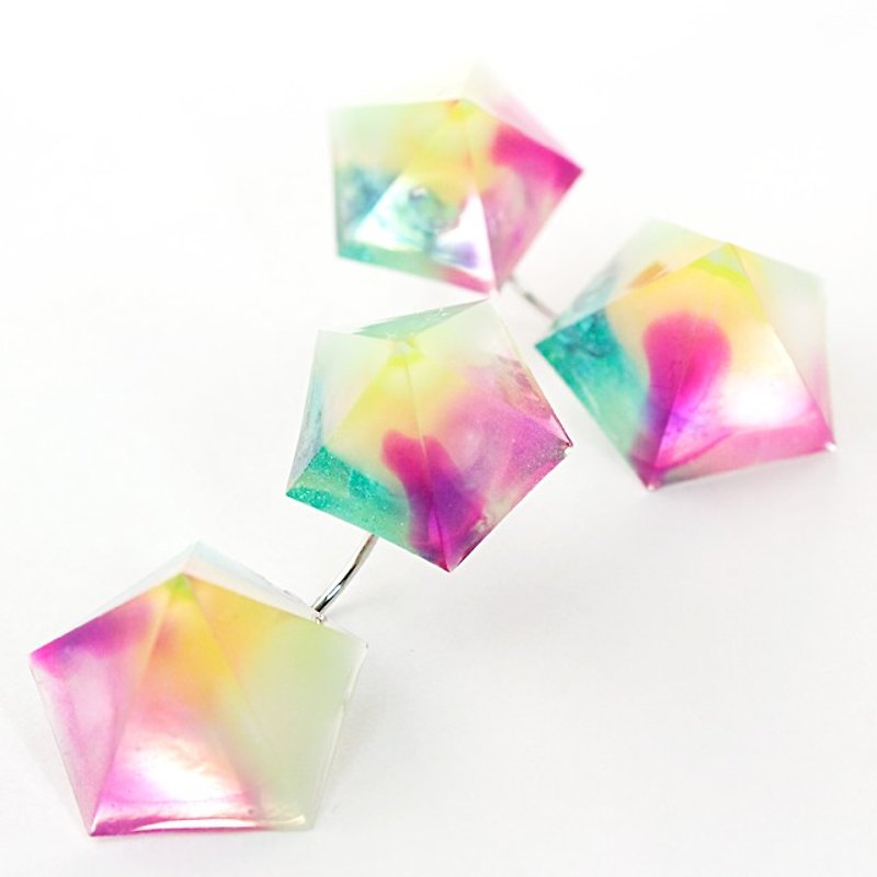 Pentagon lantern earrings (tropical fruit) - ต่างหู - วัสดุอื่นๆ หลากหลายสี