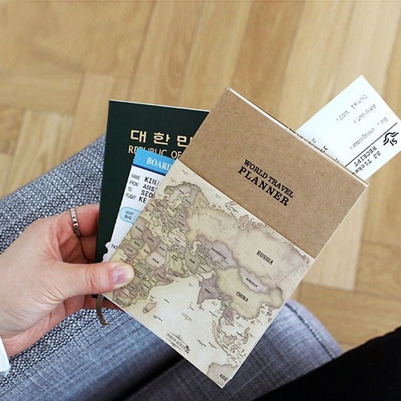 Indimap World Travel Planner(2week)-antique,IDG70008 - สมุดบันทึก/สมุดปฏิทิน - กระดาษ สีกากี