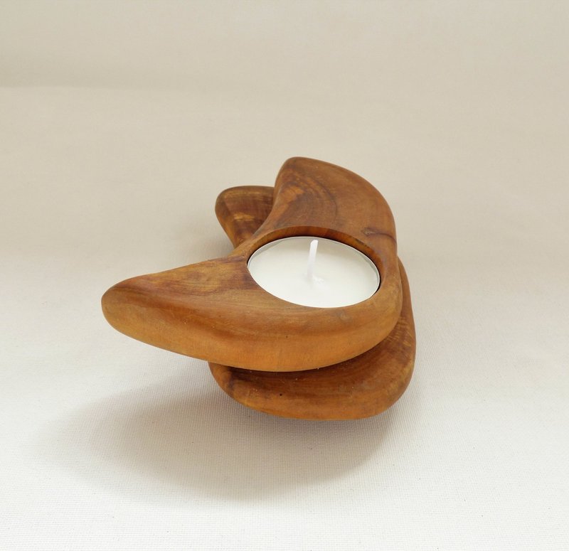 Apple-Tree Wood Handcrafted Country Rustic Medieval Tealight Candleholder - 燈具/燈飾 - 木頭 咖啡色