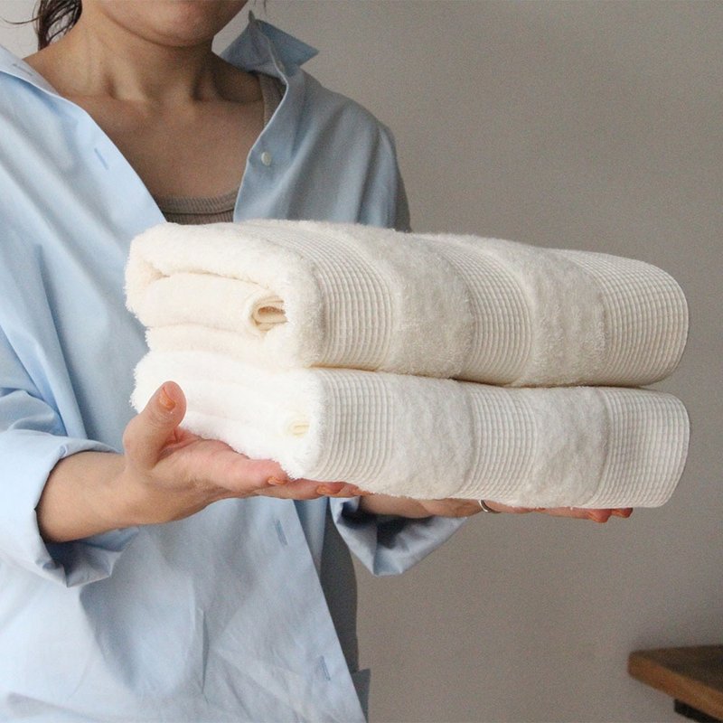 【kontex】Imabari WAFFLE BORDER series organic cotton waffle bath towel/towel (L) - Towels - Cotton & Hemp Multicolor