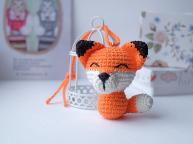 Fox bag charm | creative birthday gift | toy - พวงกุญแจ - งานปัก สีส้ม