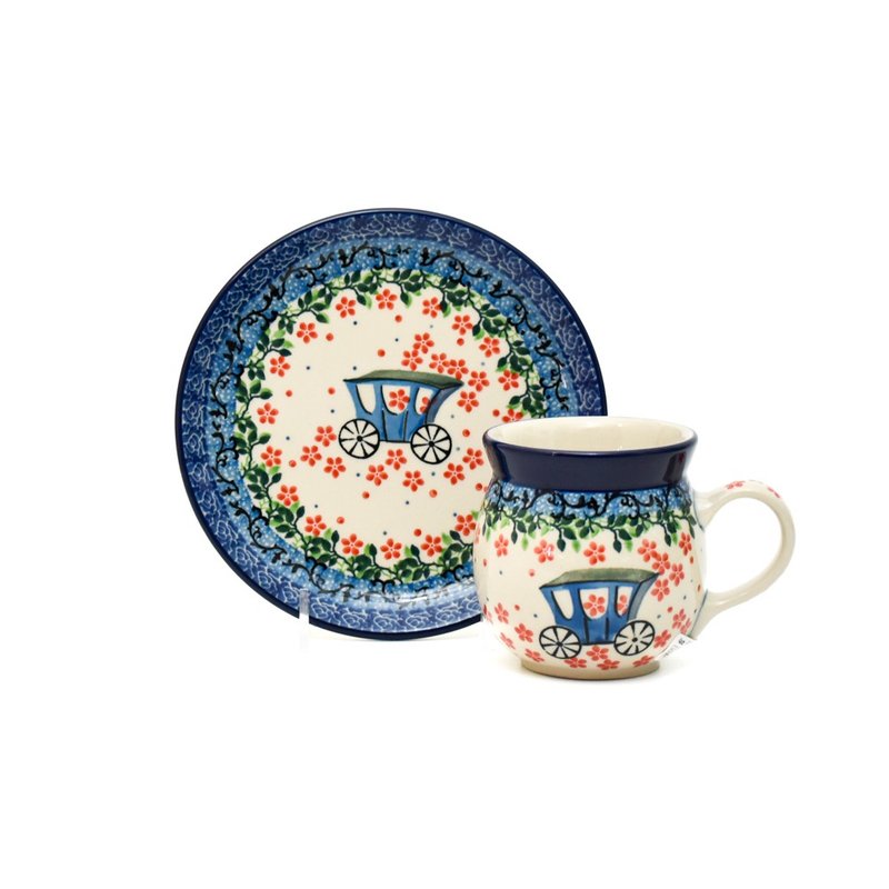 Polish handmade pottery afternoon tea set of 2 - จานและถาด - ดินเผา 