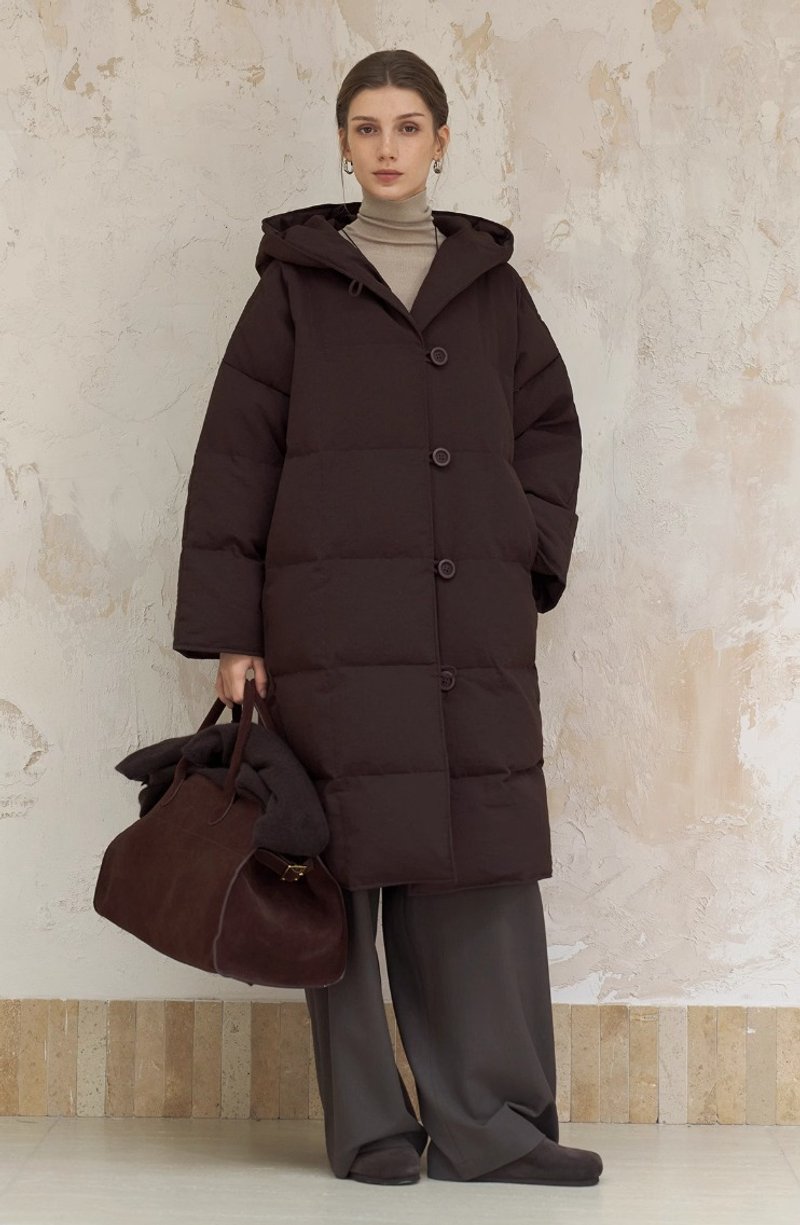 Hollow fiber matte fluffy long hooded down jacket - เสื้อผู้หญิง - วัสดุอื่นๆ หลากหลายสี