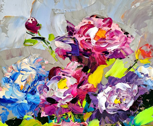 Peony painting Flower Original Art order Floral Impasto oil painting Peonies wall art