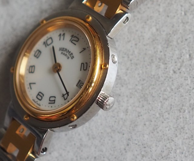 HERMES エルメス クリッパー ウォッチ 腕時計 コンビ シルバー