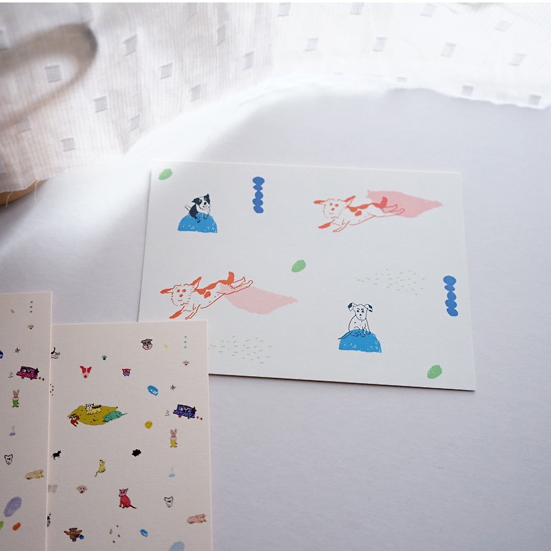 Flying leg puppy postcard - การ์ด/โปสการ์ด - กระดาษ สีใส