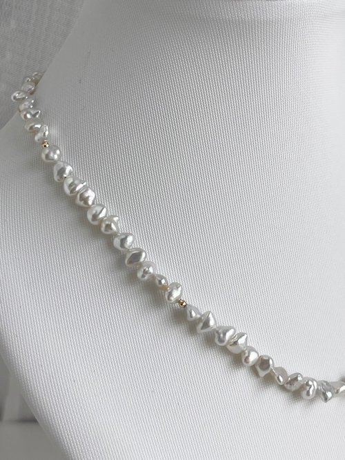 K18 無核 ケシパール アコヤ芥子 真珠 ネックレス 18金 アコヤケシパールネックレス ナチュラルカラー 18金ゴールド