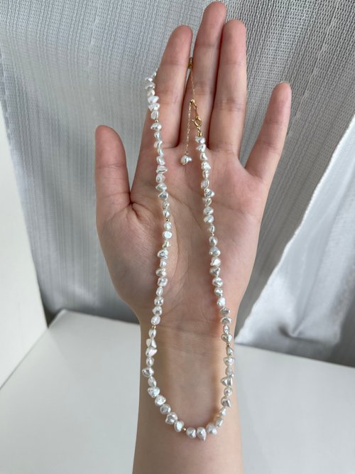 アコヤケシパールネックレス ナチュラルカラー 18金ゴールド