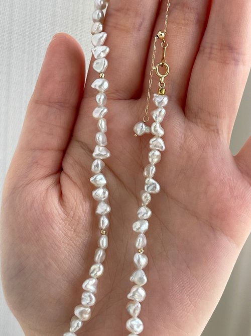 アコヤケシパールネックレス ナチュラルカラー 18金ゴールド