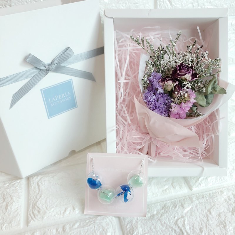 Goody Bag BoxMint Pastel Green N avy Blue Necklace Bridesmaid gift  Glass Ball  - สร้อยติดคอ - แก้ว สีน้ำเงิน