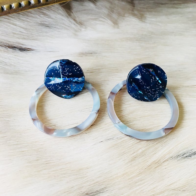 アースピアス - 耳環/耳夾 - 其他材質 藍色