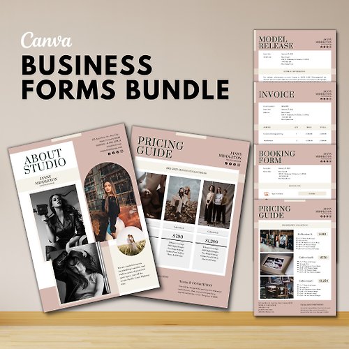 Digisign Studio By Nok Werner CANVA Photography Business Form Template Bundle, Welcome Guide Template