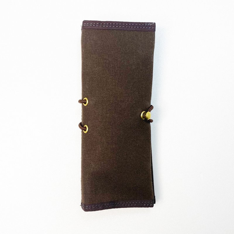 Bi-fold pen case, minimal compact size - Pencil Cases - Cotton & Hemp Brown