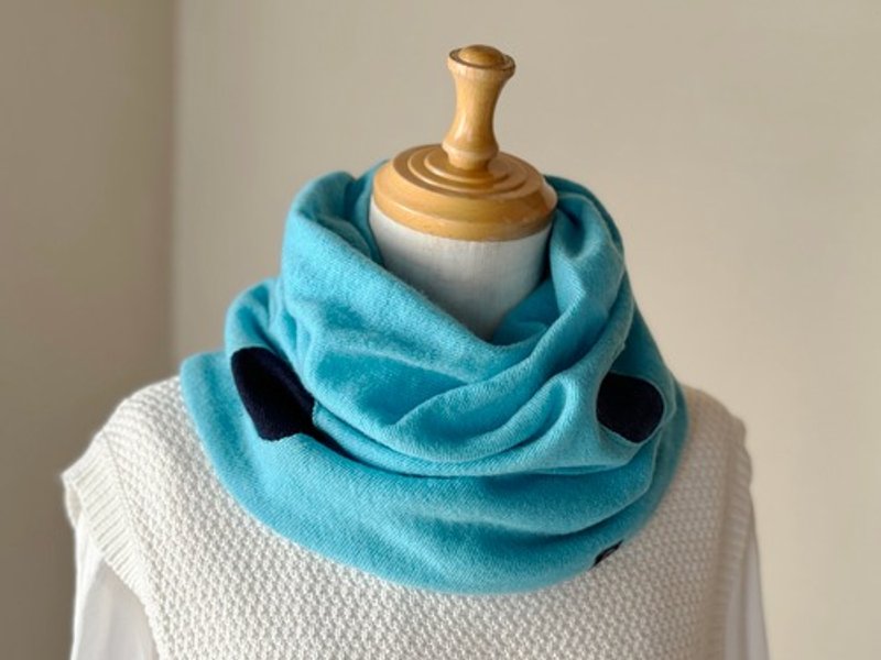 Pinkoi Proxy Purchase - Wear the warmth. Twisted reversible snood [MIZUTAMA] L Turquoise/ Indigo beads/Navy beads - Scarves - Cotton & Hemp 