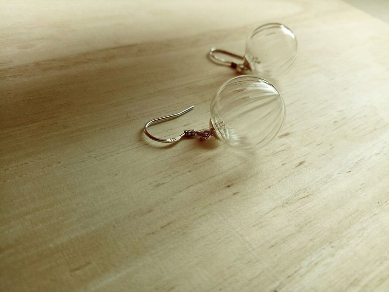 Vintage Glass Ball Earrings (925 Silver) - ต่างหู - แก้ว สีใส