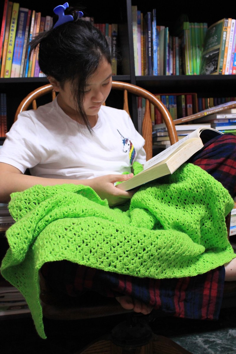 手工毛毯  青翠爽朗的綠色 - 棉被/毛毯 - 棉．麻 