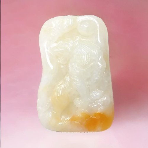 瓔珞翡翠 飄黃翡翡翠上山虎牌項鍊 | 天然緬甸玉A貨翡翠 | 送禮