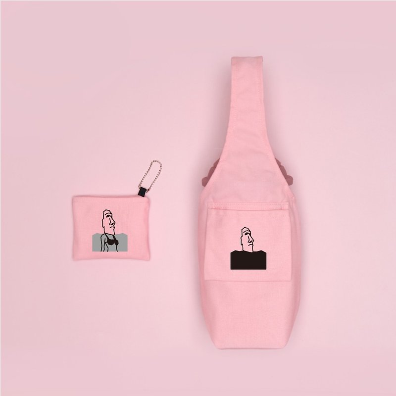 Old YCCT eco-friendly beverage bag covered model - Moai Little Witch patented storage customized Christmas exchange gift - กระเป๋าถือ - ผ้าฝ้าย/ผ้าลินิน หลากหลายสี
